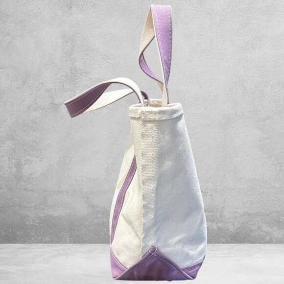 Vintage 90's  LL Bean Boat and Tote Bag Canvas Double Handle with Purple… - Picture 6 of 12